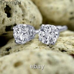 1.42 Carat Solitaire Diamond Earrings White Gold Stud ctw I3 $2,350 03251525