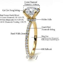 1.56 CT Diamond Under Halo Engagement Ring Yellow Gold 18K I1 $6,750 54112669