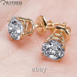 1.57 CT D I1 Diamond Stud Earrings 14K Yellow Gold Women Anniversary 52227291