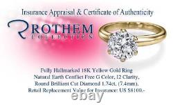 1.5 CT Diamond Engagement Ring Solitaire 18K Yellow Gold I2 G 00554327