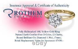 1.5 Carat Diamond Engagement Ring Solitaire 18CT Yellow Gold I2 D 00553904