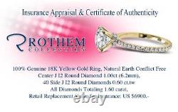 1.60 ct J I2 Birthday Wedding Hidden Halo Diamond Ring 18K Yellow Gold 52890669