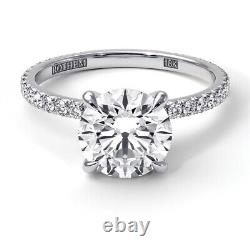 1.63 CT F I1 Diamond Hidden Halo Engagement Ring 18K White Gold 66854813