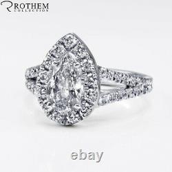 1.81 Carat D SI2 Pear Shaped Halo Engagement Ring Diamond White Gold 51189517