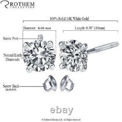 1.87 CT Diamond Earrings Studs White Gold 18K SI2 D Real 54123348