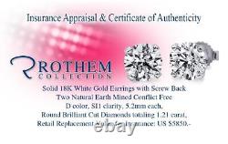 1 CT Anniversary Diamond Stud Earrings D SI1 18K White Gold Solitaire 54434629