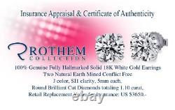 1 CT Anniversary Diamond Stud Earrings J SI1 18K White Gold 62951897