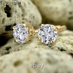 1 CT D I2 Diamond Stud Earrings 18K Yellow Gold Birthday Wedding Gift 53275036