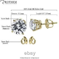 1 CT D I2 Diamond Stud Earrings 18K Yellow Gold Birthday Wedding Gift 53275036