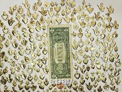 2000 HEARTS MILAGROS, Gold color, mexican folk art wholesale lot 5 pounds