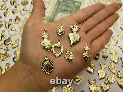 2000 HEARTS MILAGROS, Gold color, mexican folk art wholesale lot 5 pounds