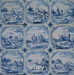 20 Original Delft delftware tiles carreaux with shepherd, c. 1760 1780