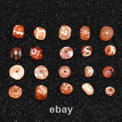 20 Round Ancient Central Asian Etched Carnelian Beads over 2000 Years Old