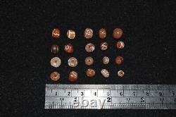 20 Round Ancient Central Asian Etched Carnelian Beads over 2000 Years Old