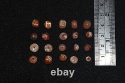 20 Round Ancient Central Asian Etched Carnelian Beads over 2000 Years Old
