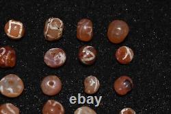 20 Round Ancient Central Asian Etched Carnelian Beads over 2000 Years Old