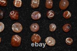 20 Round Ancient Central Asian Etched Carnelian Beads over 2000 Years Old