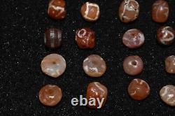 20 Round Ancient Central Asian Etched Carnelian Beads over 2000 Years Old