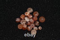 20 Round Ancient Central Asian Etched Carnelian Beads over 2000 Years Old