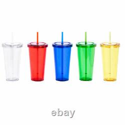 20 x Tumbler Cups with Lid & Straw, Blanks for Vinyl Labels, bulk wholesale lot