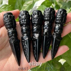 20x Wholesale natural obsidian quartz magic pestle crystal wand double point 3