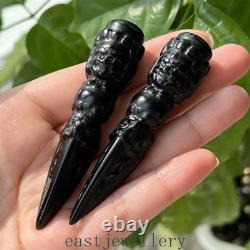 20x Wholesale natural obsidian quartz magic pestle crystal wand double point 3