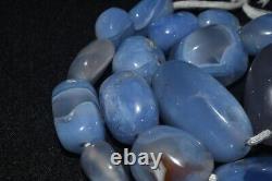 26 Ancient Near Eastern Blue Agate Calcedony Stone Beads Est 1200+ Year Lot Sale