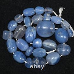 27 Ancient Near Eastern Blue Agate Calcedony Stone Beads Est 1200+ Year Lot Sale
