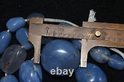 27 Ancient Near Eastern Blue Agate Calcedony Stone Beads Est 1200+ Year Lot Sale