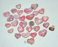 28 pcs LOT Rhodochrosite Carved Hearts from Argentina Bulk Wholesale