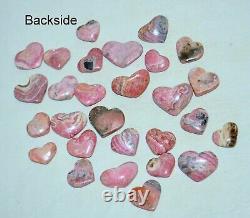 28 pcs LOT Rhodochrosite Carved Hearts from Argentina Bulk Wholesale