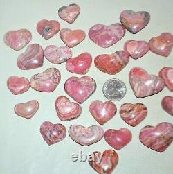 28 pcs LOT Rhodochrosite Carved Hearts from Argentina Bulk Wholesale