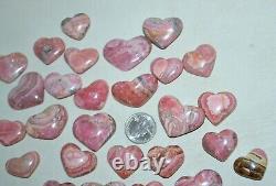 28 pcs LOT Rhodochrosite Carved Hearts from Argentina Bulk Wholesale