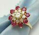 2ct Round Created Ruby & Diamond Wedding Collection Ring 14k Yellow Gold Over