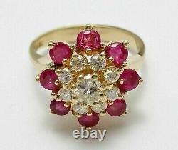 2CT Round Created Ruby & Diamond Wedding Collection Ring 14K Yellow Gold Over