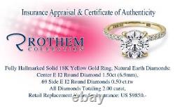 2.00 CT E I2 Engagement Hidden Halo Diamond Ring 18K Yellow Gold 53533666