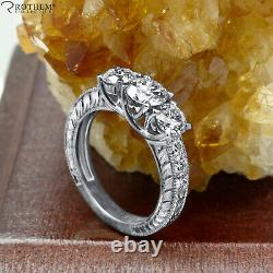 2.06 CT D SI1 Vintage 3 Stone Diamond Engagement Ring 18K White Gold 51929191