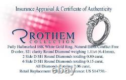 2.06 CT D SI1 Vintage 3 Stone Diamond Engagement Ring 18K White Gold 51929191