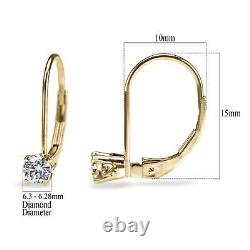 2.09 CT Leverback Diamond Earrings 18K Yellow Gold Lever Back I2 54893406