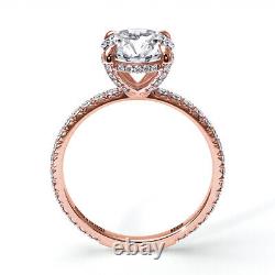 2.56 CT F I2 Hidden Halo Diamond Engagement Ring 18K Rose Gold 66754457