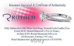 2.97 CT H SI1 Diamond Hidden Halo Engagement Ring 18K White Gold Under 54606668