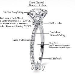 2.97 CT H SI1 Diamond Hidden Halo Engagement Ring 18K White Gold Under 54606668