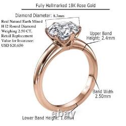 2 CT H I2 Diamond Engagement Ring Solitaire 18K Rose Gold Two 51382009