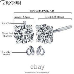 2 CT TW Diamond Studs Earrings Screw Back SI2 2K Two MSRP $13,400 Sale 51307344