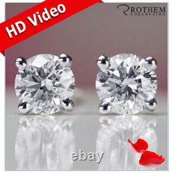 2 Carat Diamond Stud Earrings Solitaire Round 18K White Gold I2 34455025