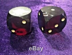 2 Heavy Vintage Large 1.5 Cherry Red Bakelite Dice AUSTRIA 63 Grams EACH +GWP