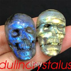 30pcs Wholesale Natural Rainbow labradorite Skull Quartz Crystal Skull Gem 1.1