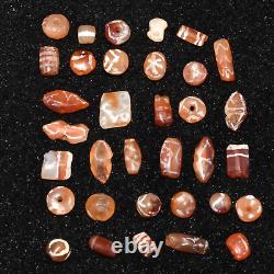 35 Genuine Ancient Sassanian & Pyu Culture Etched Carnelian Stone Bead