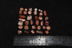 35 Genuine Ancient Sassanian & Pyu Culture Etched Carnelian Stone Bead