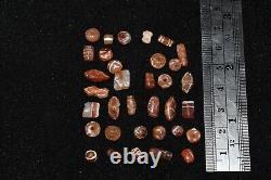 35 Genuine Ancient Sassanian & Pyu Culture Etched Carnelian Stone Bead